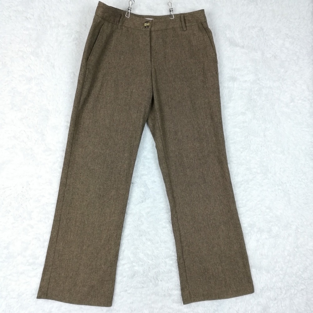 Envision Studio Womens Dress Pants Straight Leg Wool Blend Brown Mid Rise 10